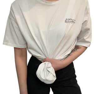 Korean Brand White Graphic Crew Tee